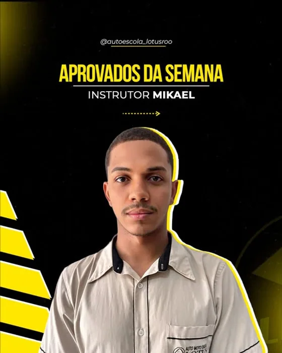 Publicação oficial da Auto Escola Lotus apresentando o instrutor Mikael